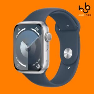 Apple Watch Series 9 (2023) GPS + Celular 45 mm – Alumínio Prateado – Bracelete desportiva Azul (Grade A)